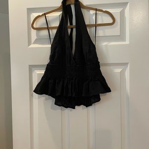 black cropped halter top